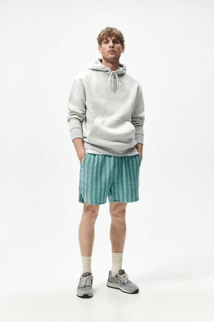 STRIPED JACQUARD SHORTS Light blue ZARA Canada